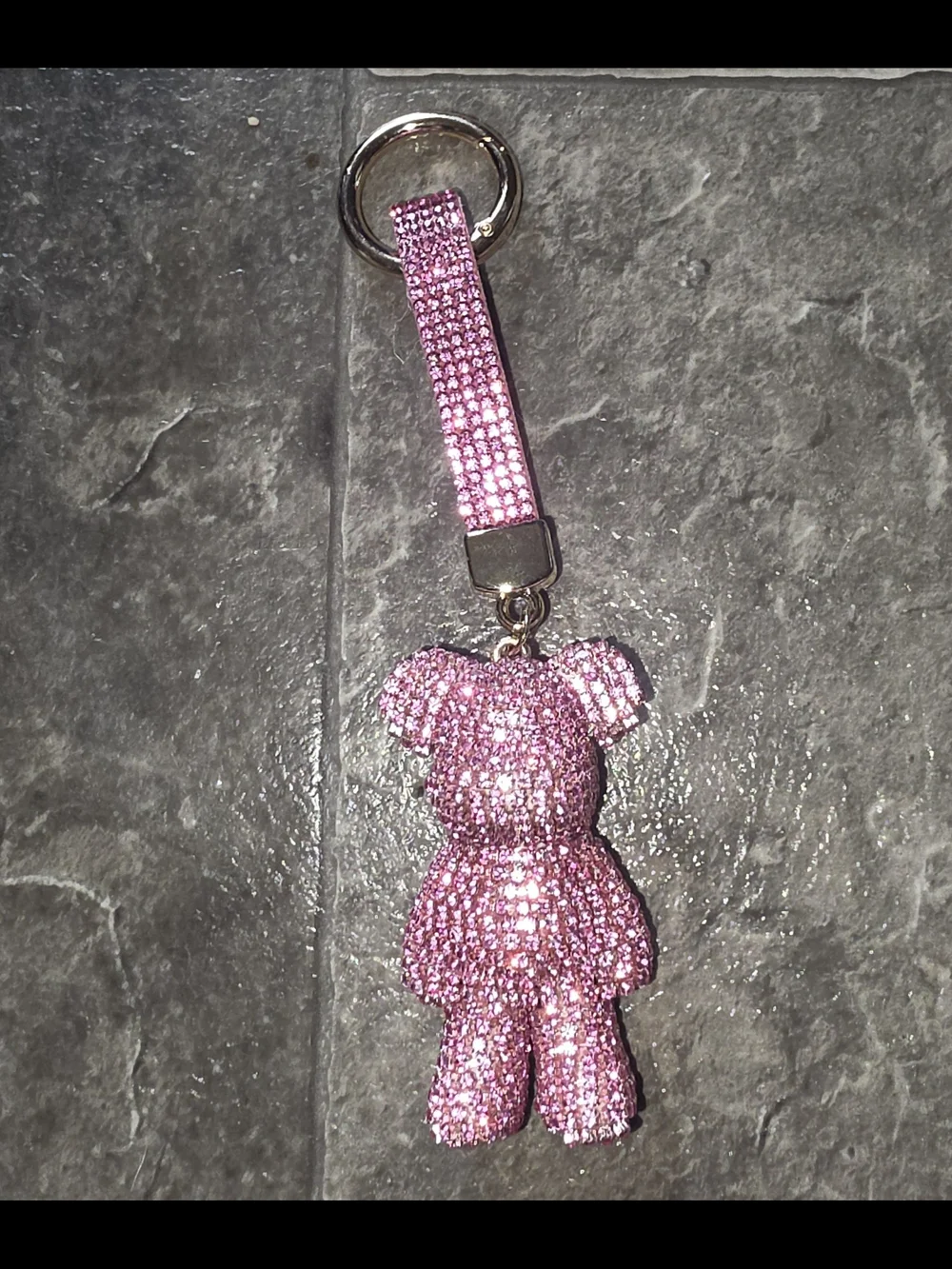 Sparkling Pink Rhinestone Teddy Bear Keychain/ Bag Charm BNIB